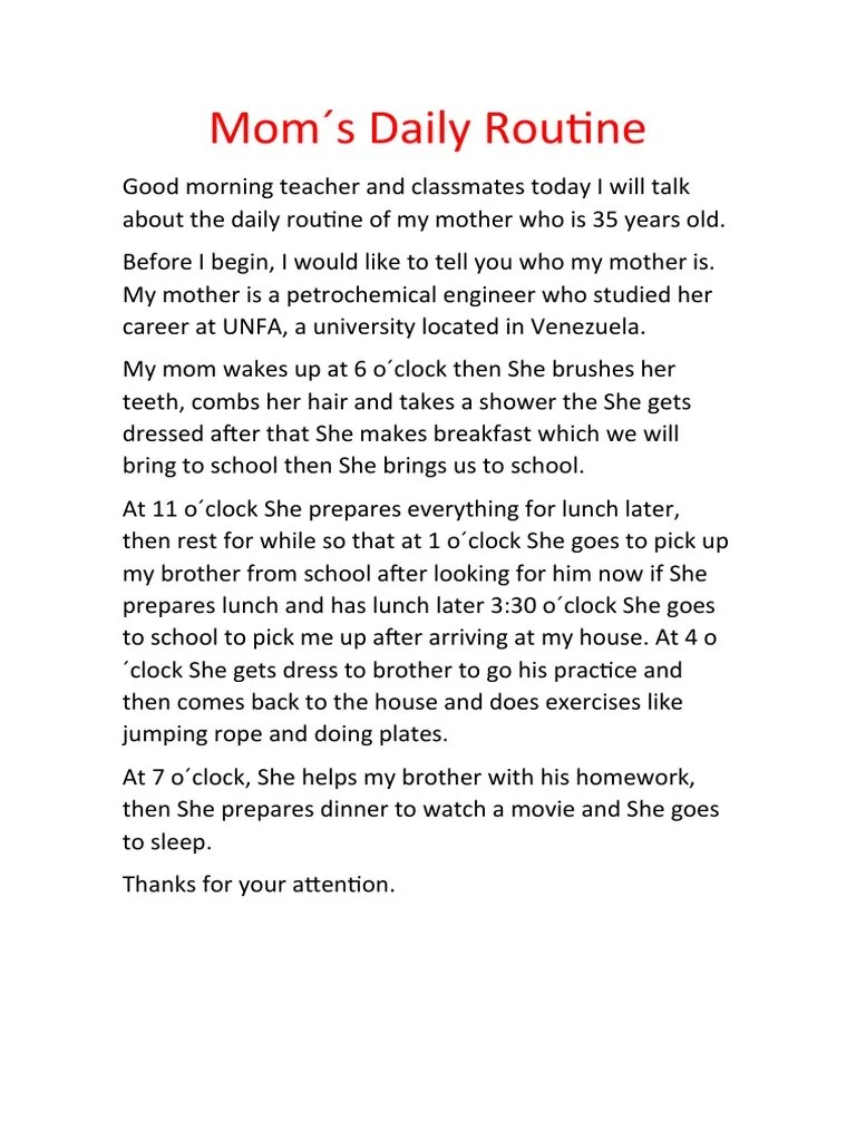 Mom S Daily Routine | PDF