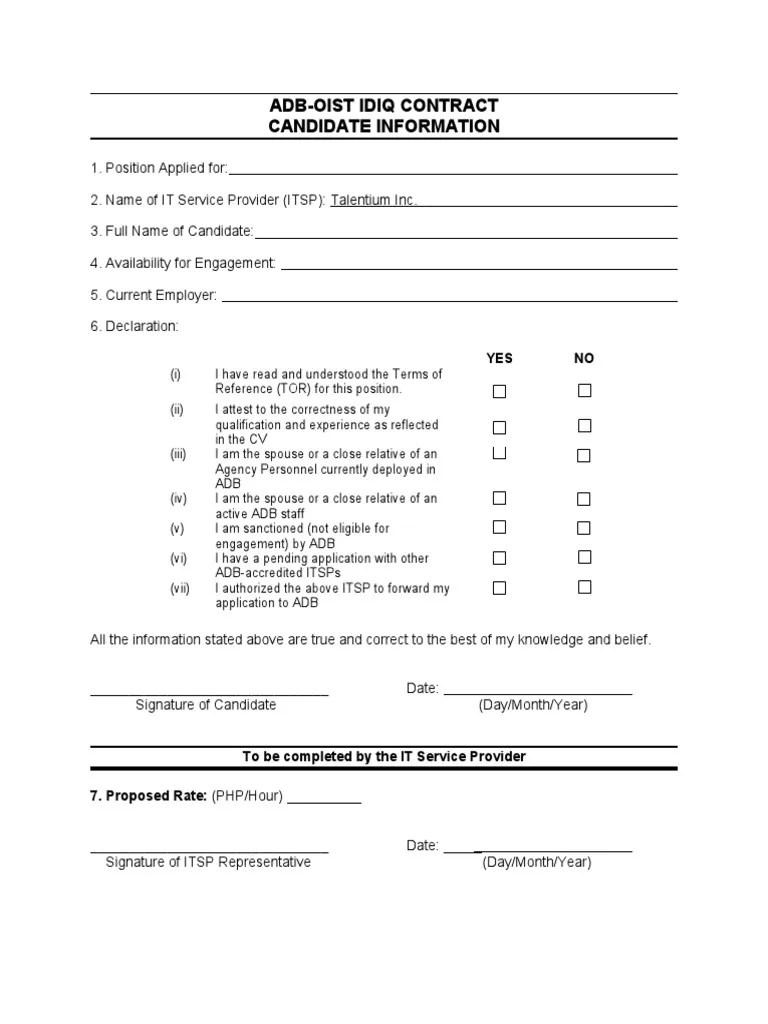 Candidate Information Sheet | PDF