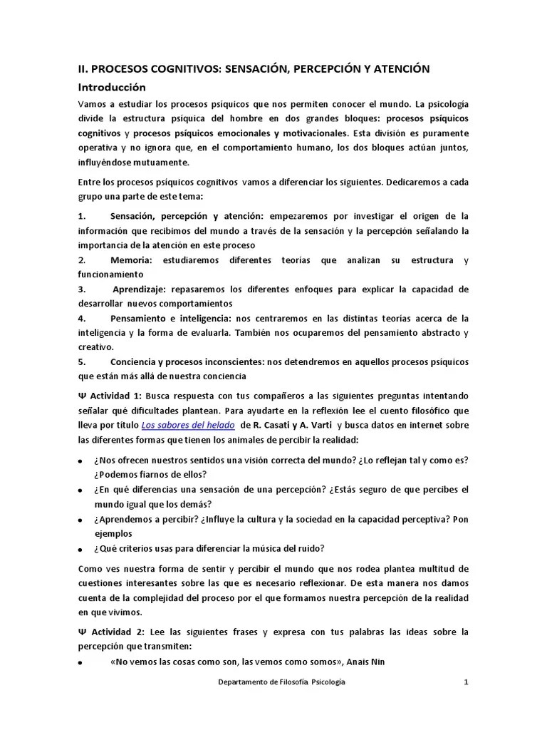 3.procesos Cognitivos Percepcion | Descargar Gratis PDF | Percepción | Atención