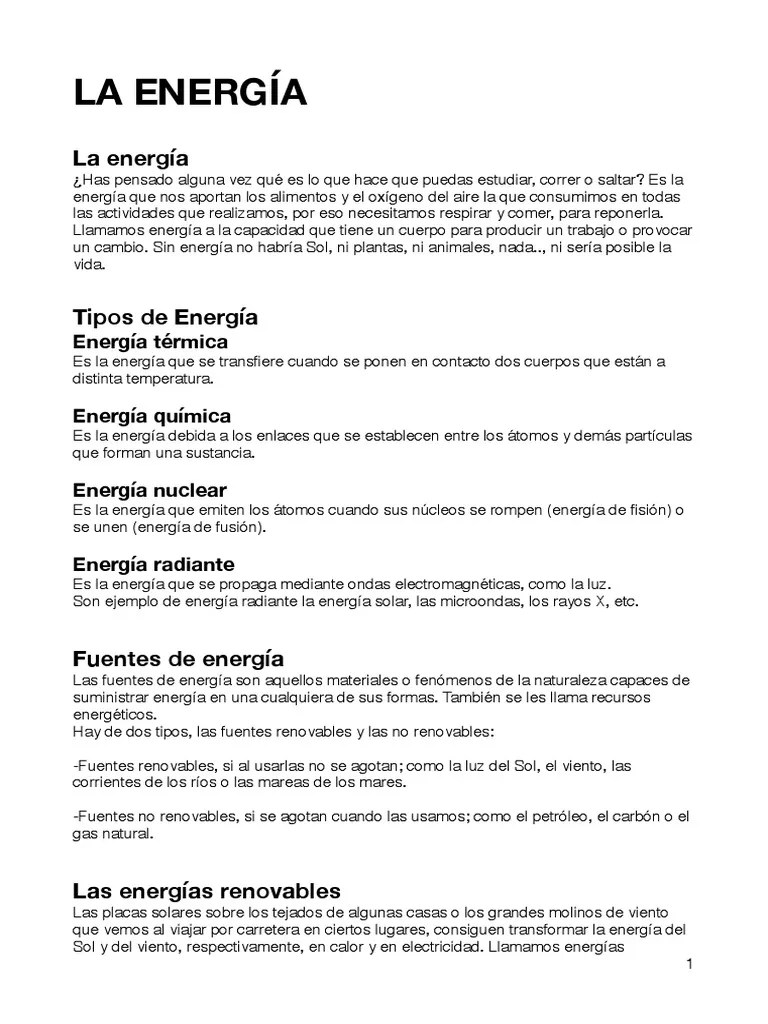 Tipos De Energía | Descargar Gratis PDF | Energía Renovable | Energía Solar