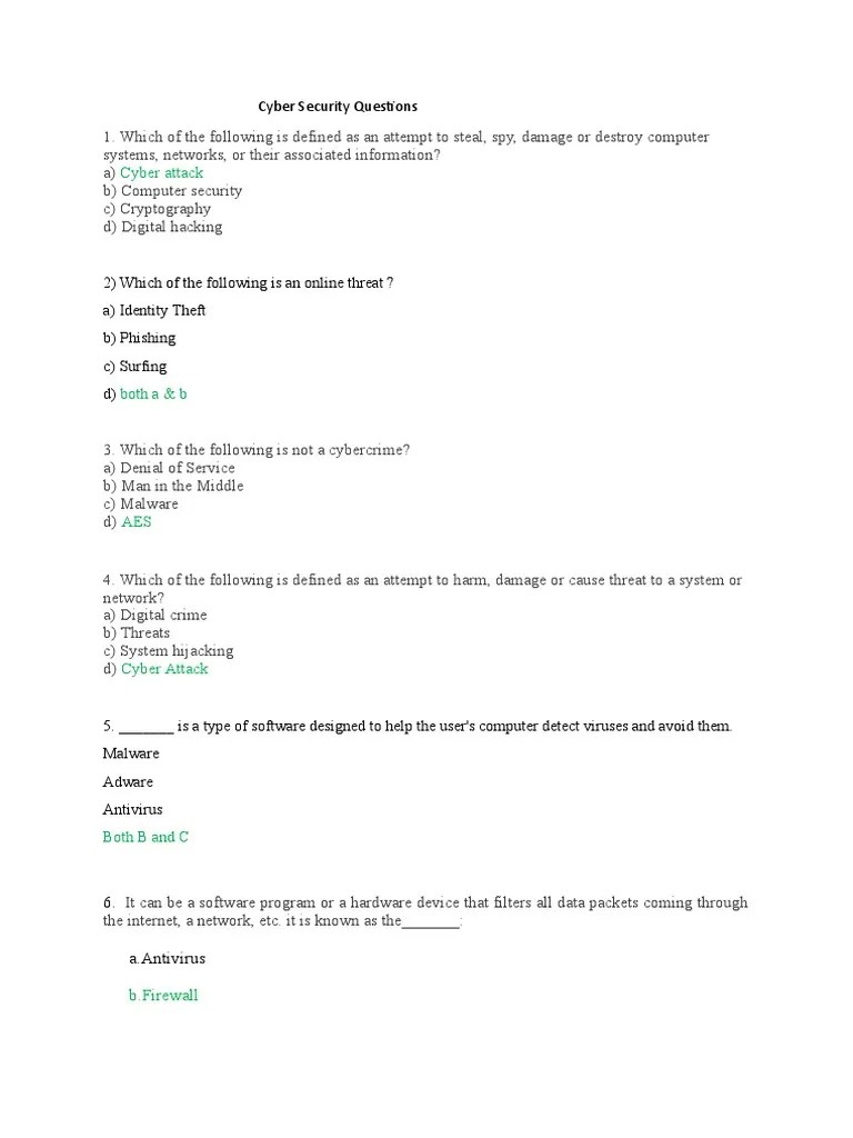 Cyber Security Questions | PDF