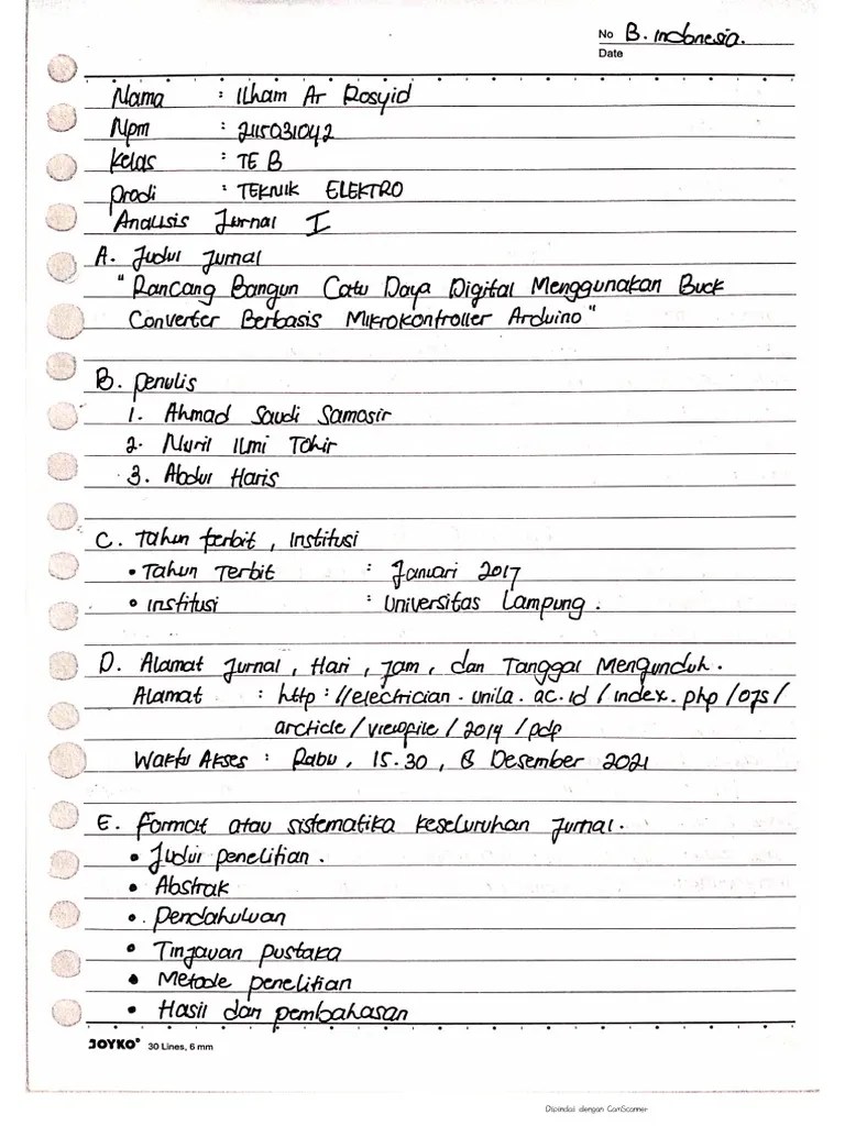 Analisis Jurnal - TE B - 042 - ILHAM AR ROSYID | PDF