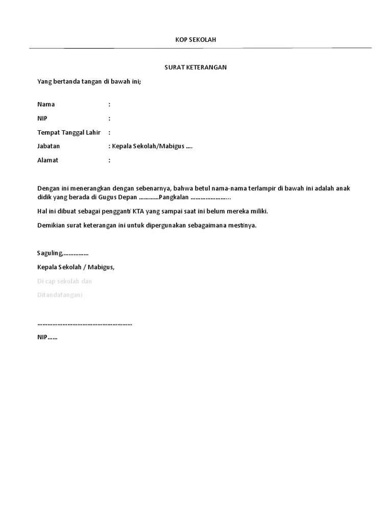 Surat Keterangan Pengganti KTA | PDF