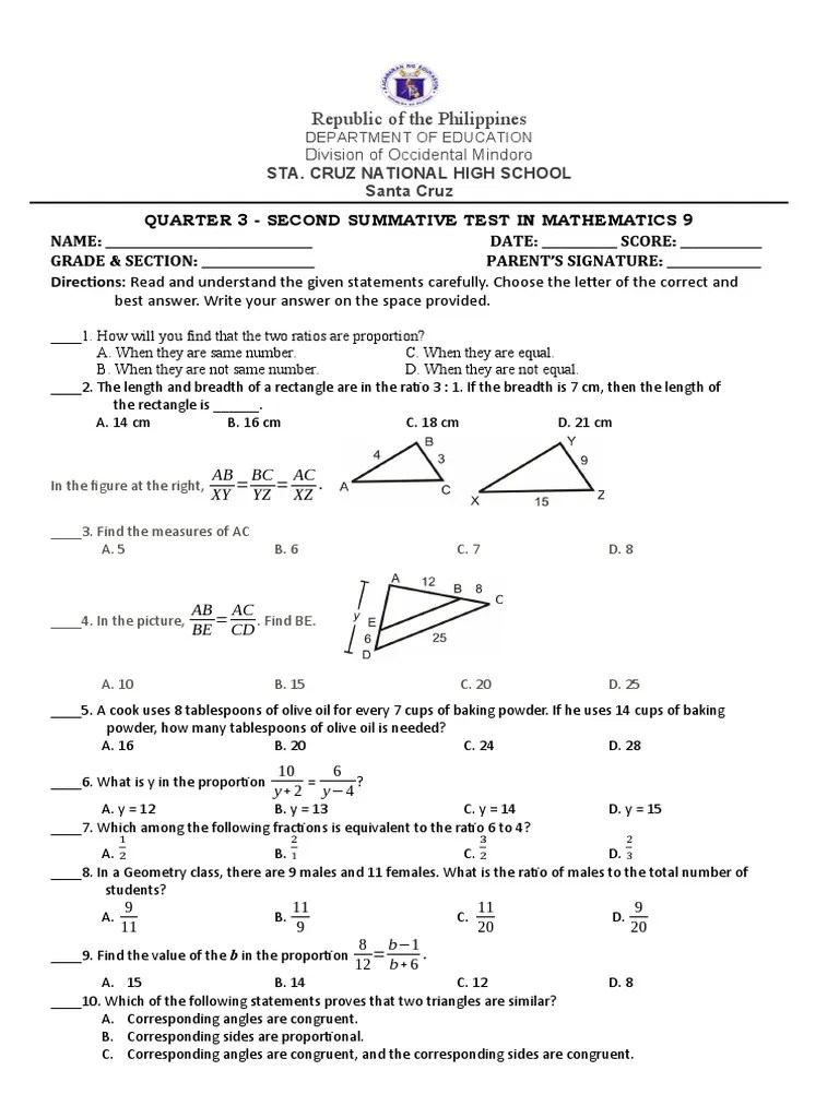 2nd Summative Test 3rd Quarter | PDF | Elementary Geometry | Geometry