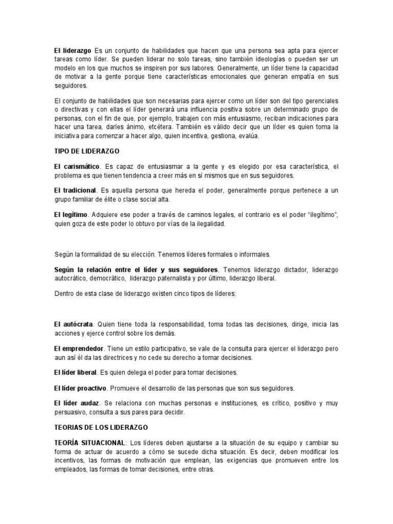 El Liderazgo | Descargar Gratis PDF | Liderazgo | Ciencias Del ...