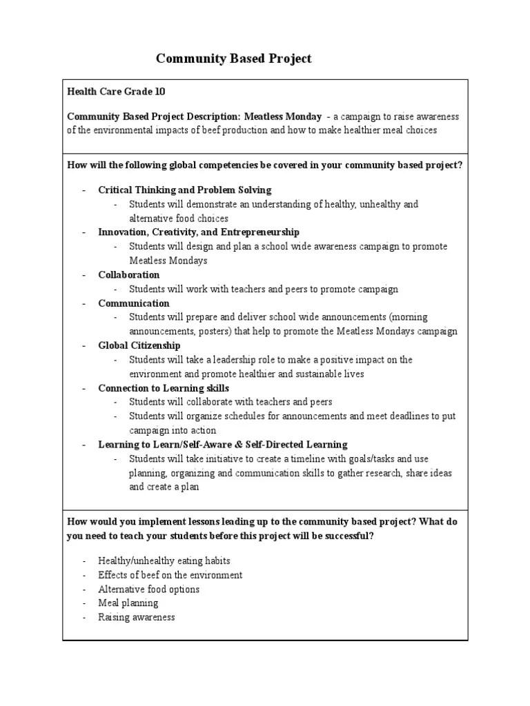 Community Based Project | PDF | Cognition