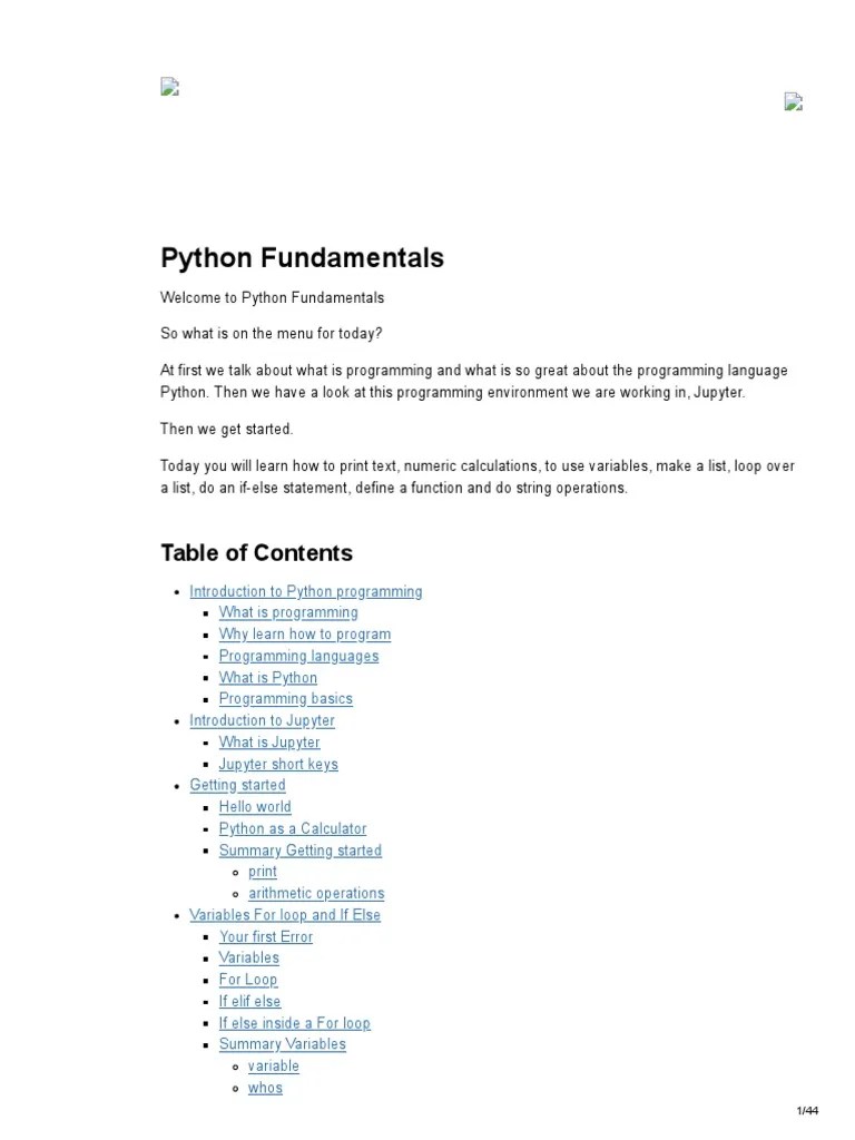 Python - Basic - 1 - Jupyter Notebook (Student) | PDF | Python ...