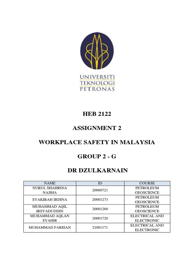 Assignment 2 Workplace Safety Group G | PDF | Boiler | Safety