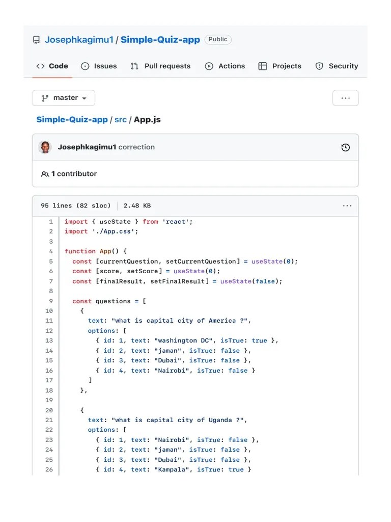 Simple Quiz App App - Js At Master Josephkagimu1 Simple Quiz App GitHub ...
