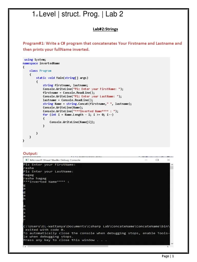 Lab2 - Strings | PDF | C Sharp (Programming Language) | String ...
