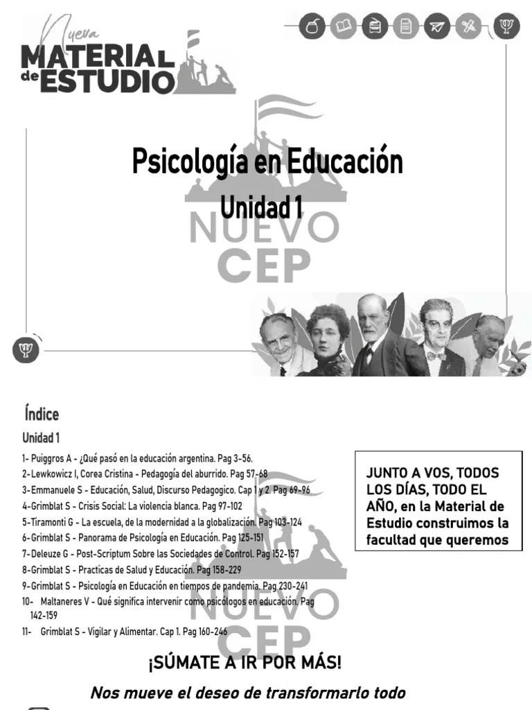 Psico En Educacion Unidad 1 Cuadernillo | PDF