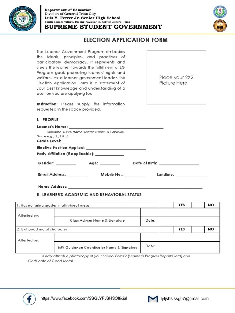 Proper Format - Election Application Form | PDF