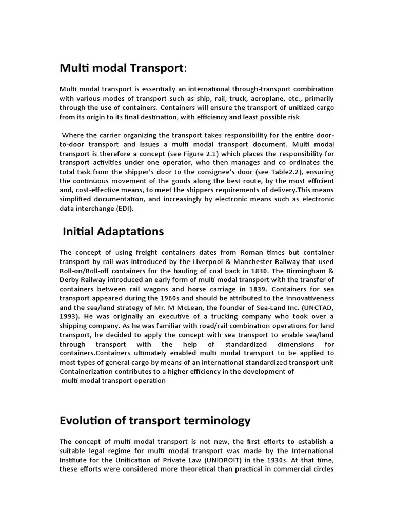 Multi Modal Transport | PDF | Containerization | Transport