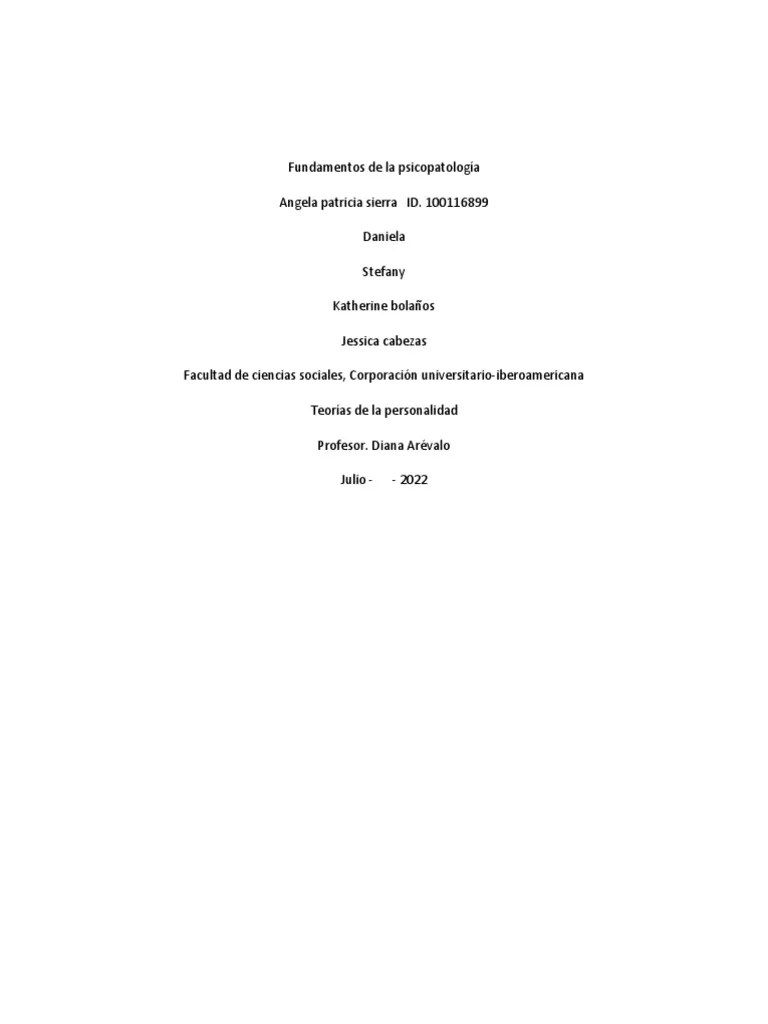 Actividad 01 - Fundamentos De La Psicopatología | PDF