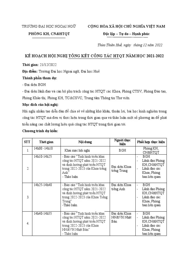 Chuong Trinh Hoi Nghi | PDF