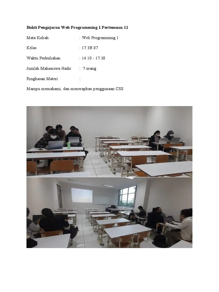 Bukti Pengajaran Web Programming 1 Pertemuan 11 | PDF