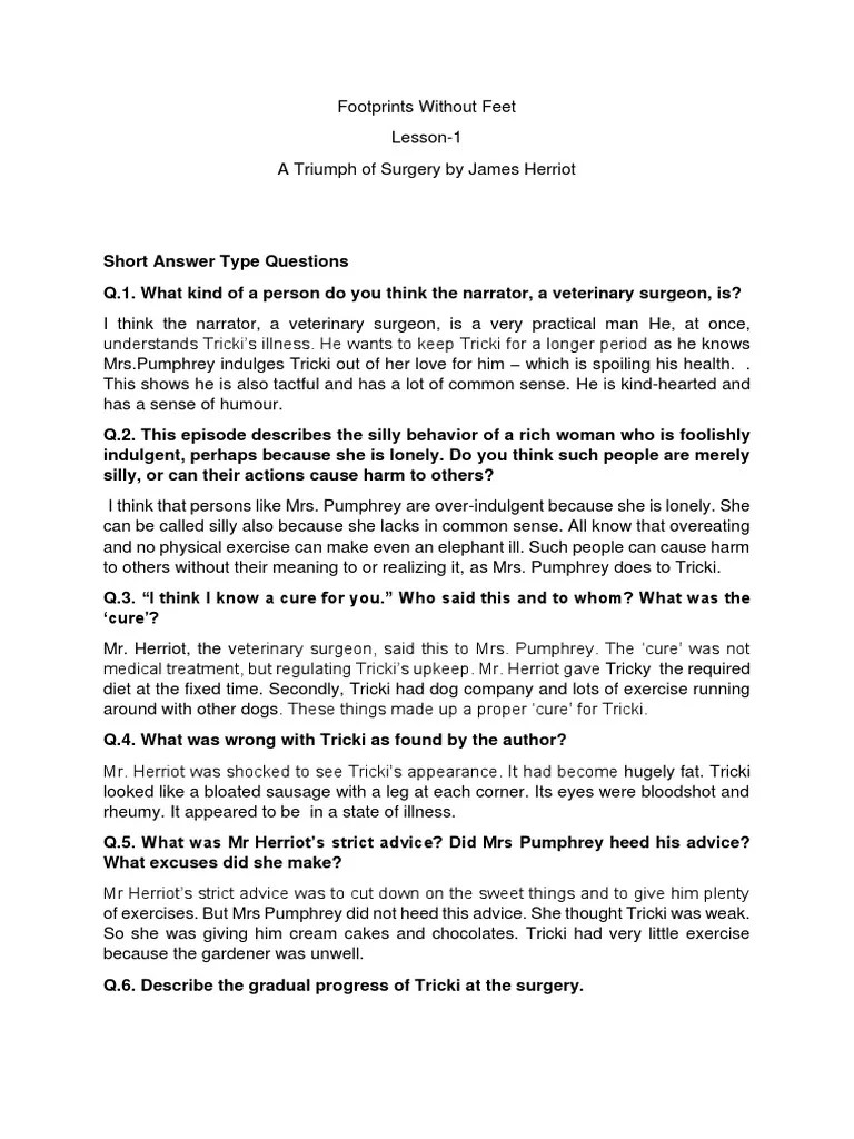 Lesson 1 - A Triumph Of Surgery Class Notes | PDF