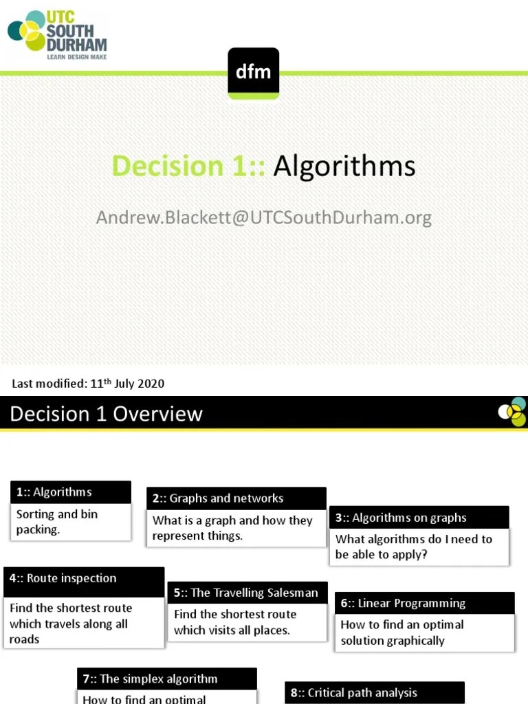 Decision Maths 1 Chapter 1 Algorithms | PDF | Theoretical Computer ...