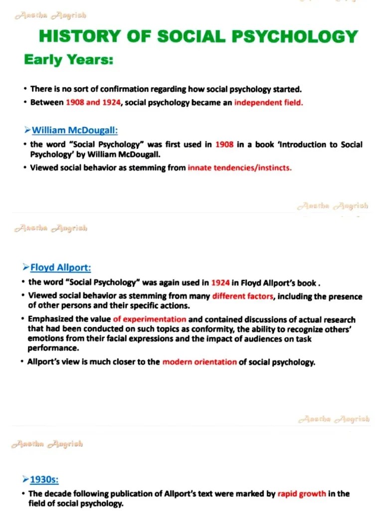 Brief History Of Social Psychology | PDF