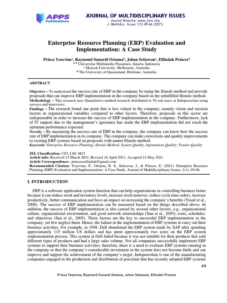 Enterprise Resource Planning ERP Evaluat | PDF | Enterprise Resource ...