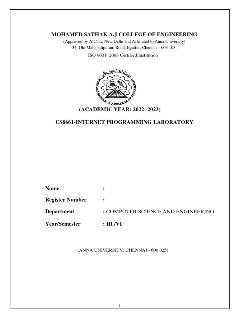 IP Lab Manual Final | PDF