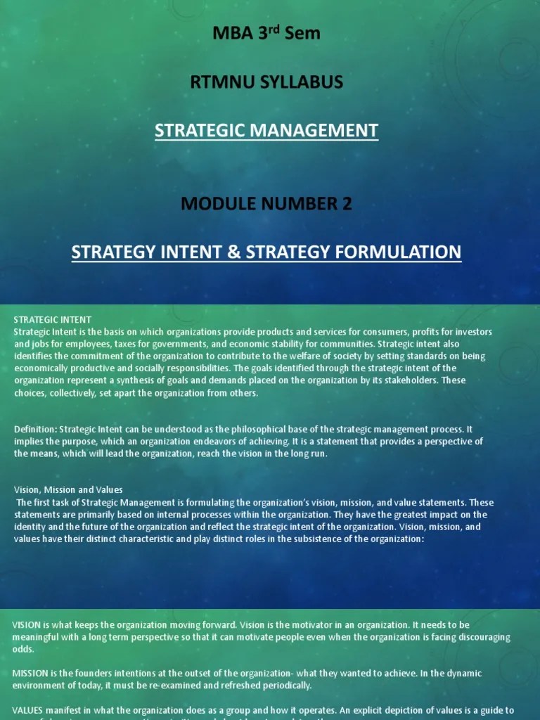 Strategic Management Module 2 PDF | PDF | Swot Analysis | Strategic ...