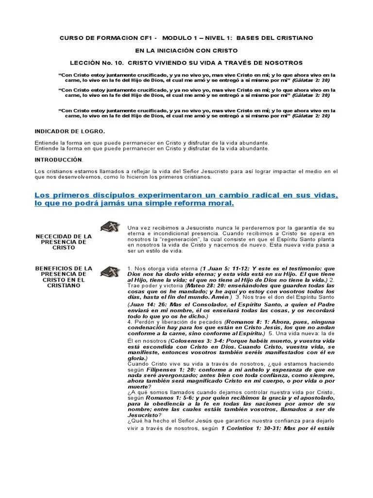 Leccion No. 10 Cf1 (Cristo Viviendo Su Vida A Través De Nosotros) | PDF