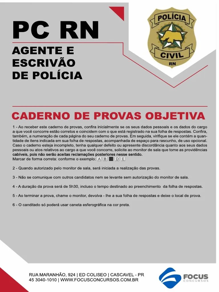975 - Agente E Escrivão De Polícia PC RN Simulado 3 | PDF ...