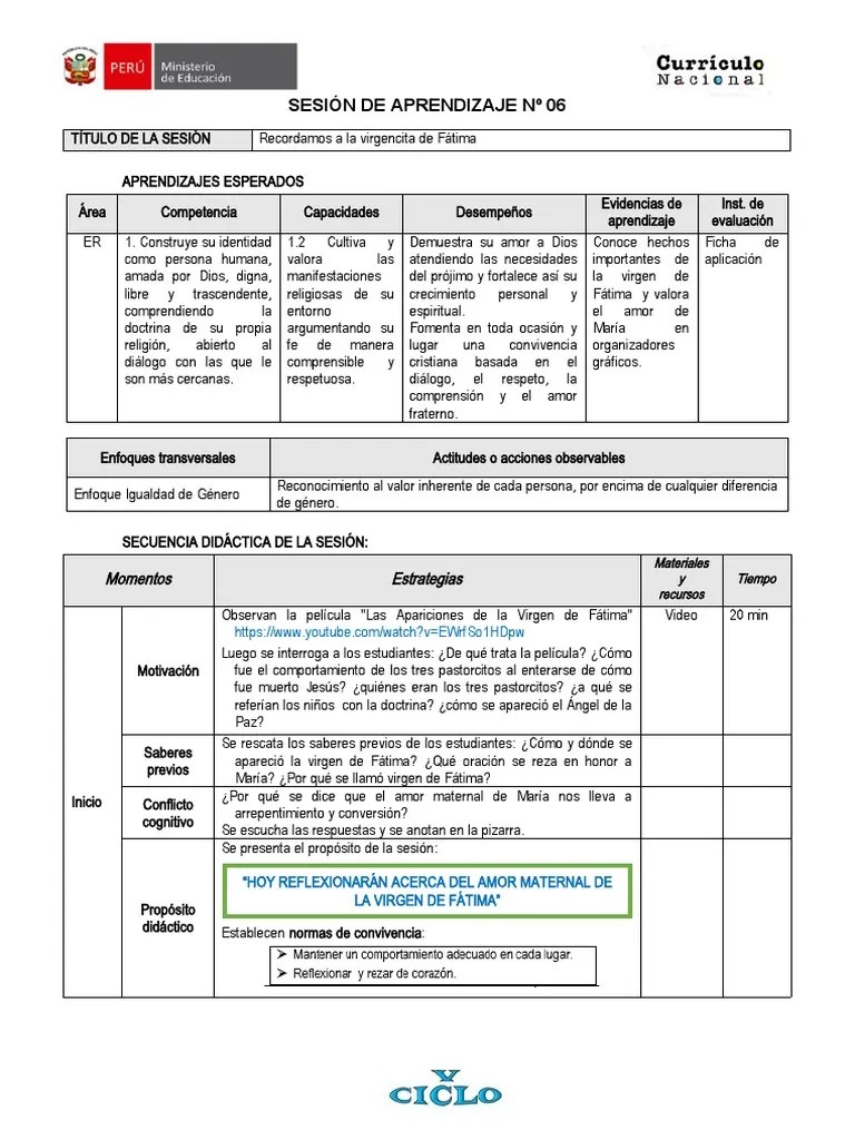 Sesion De Aprendizaje N°6 | PDF | Amor | Aprendizaje