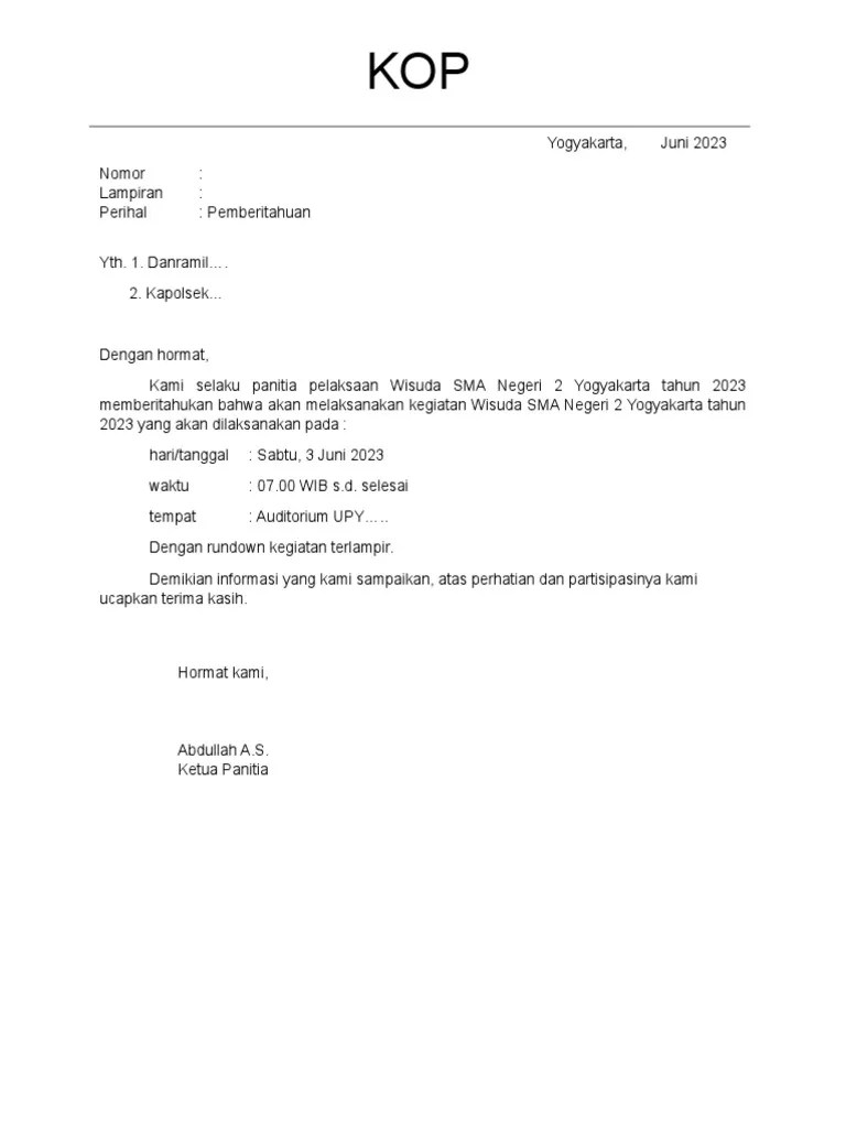 Surat Pemberitahuan Kegiatan | PDF