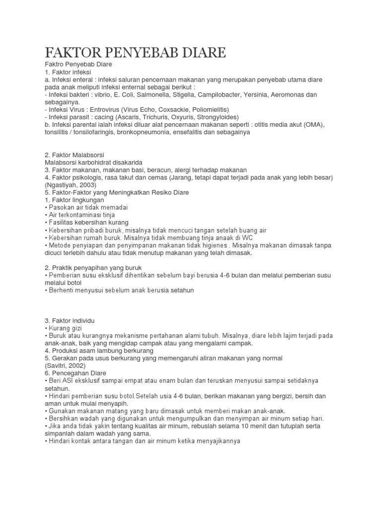 Faktor Penyebab Diare | PDF