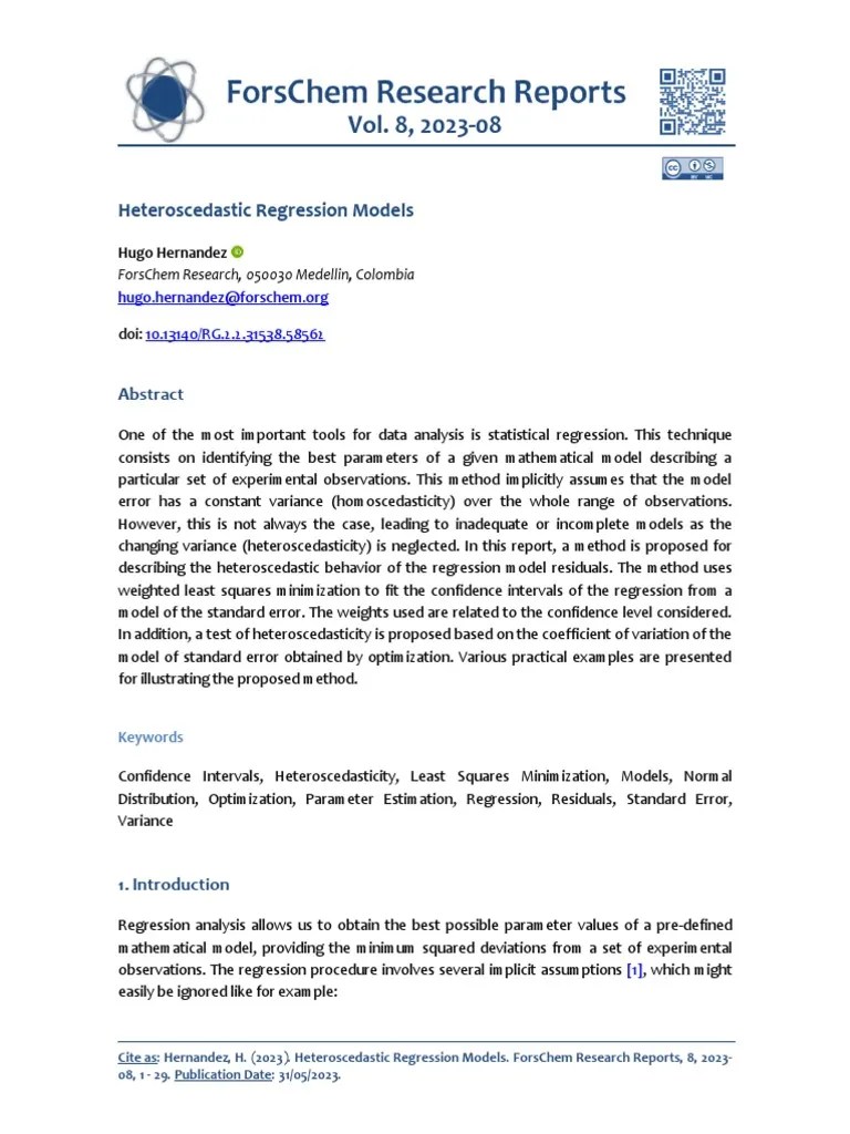 Heteroscedastic Regression Models | PDF | Errors And Residuals ...