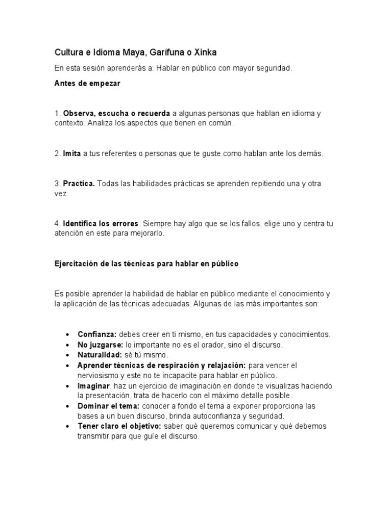 Tecnicas Para Hablar En Publico | PDF | Cognición | Ciencia Cognitiva