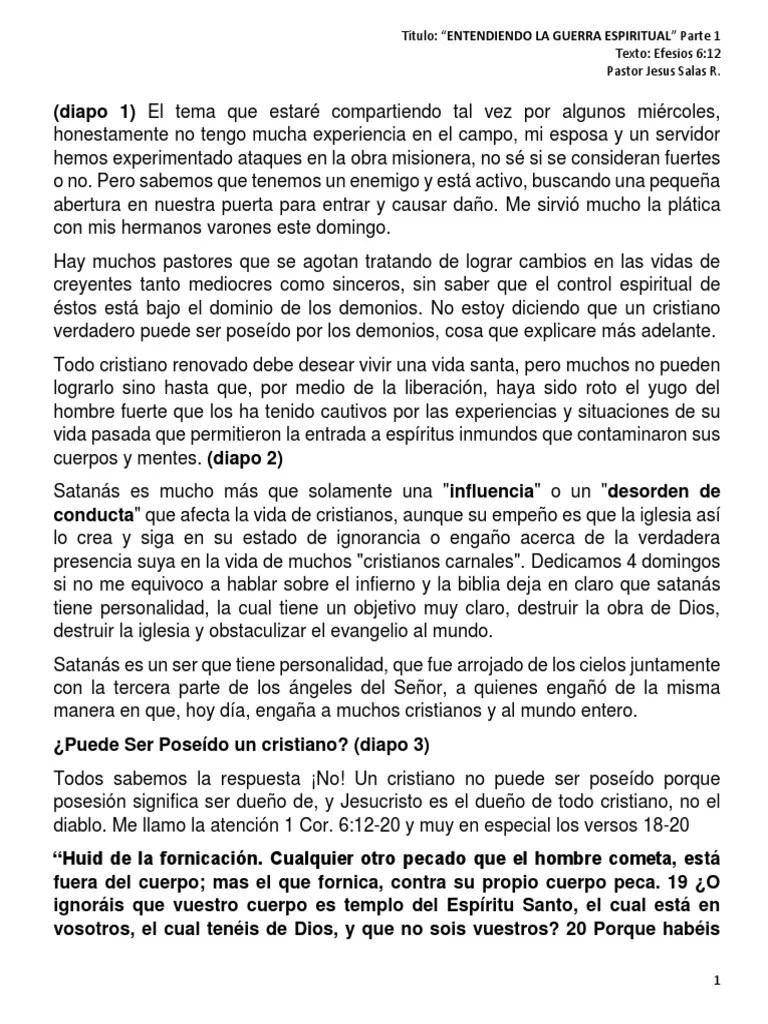 Guerra Espiritual - Parte 1 | PDF | Demonios | Jesús