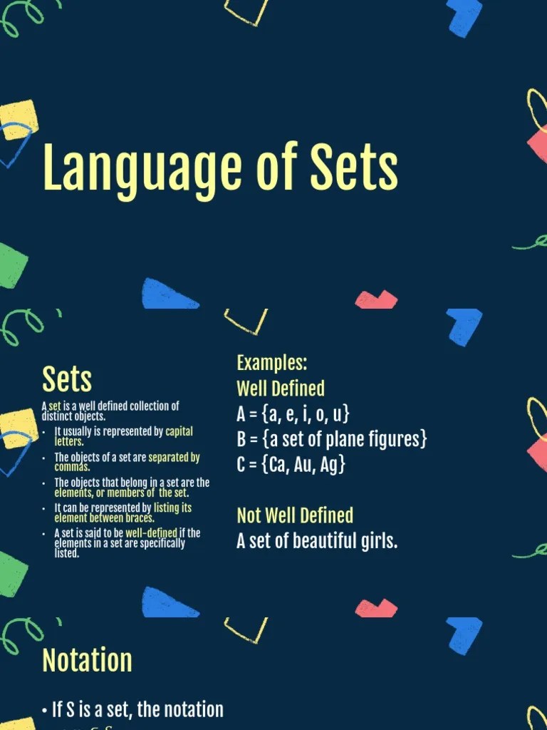 The Language Of Sets PPT Part1 | PDF | Set (Mathematics) | Numbers
