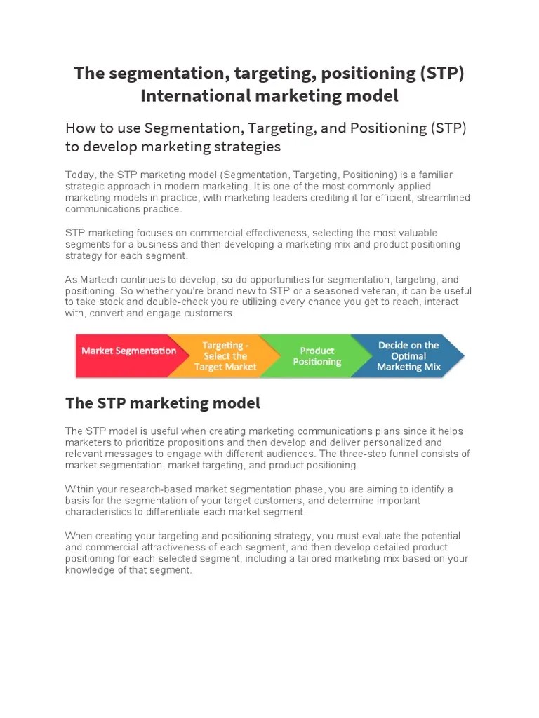 Segmentation, Targeting, Positioning (STP) | PDF | Marketing | Market ...