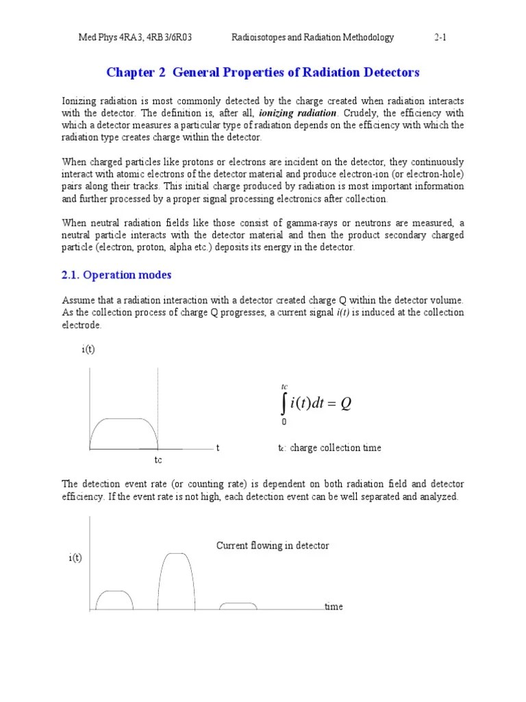 Chapter 4 General Properties Of Radiation Detectors | PDF