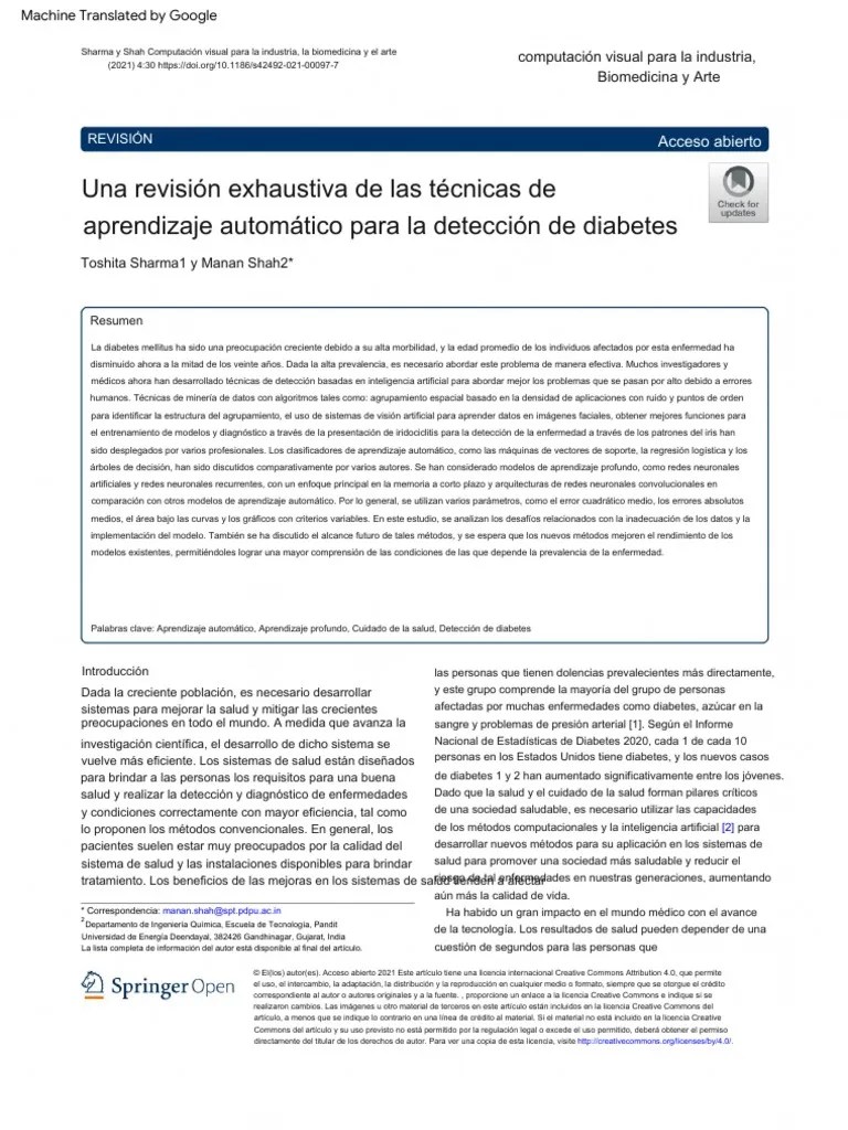 A Comprehensive Review Of Machine Learning Techniques On Diabetes Detection | PDF | Aprendizaje ...