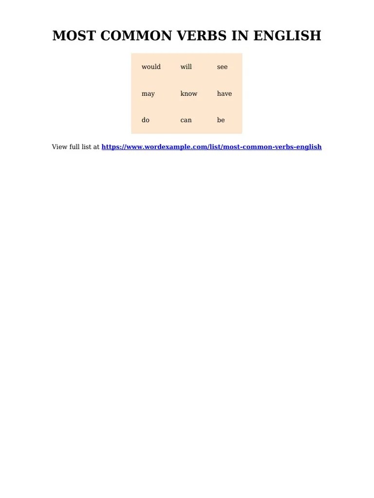 Most Common Verbs English | PDF