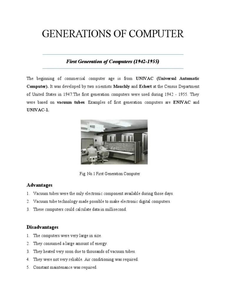 Generations Of Computer | PDF | Integrated Circuit | Microprocessor