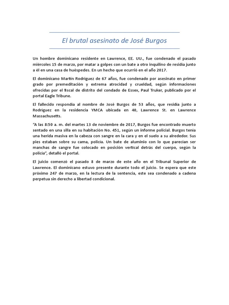 El Brutal Asesinato De José Burgos | PDF