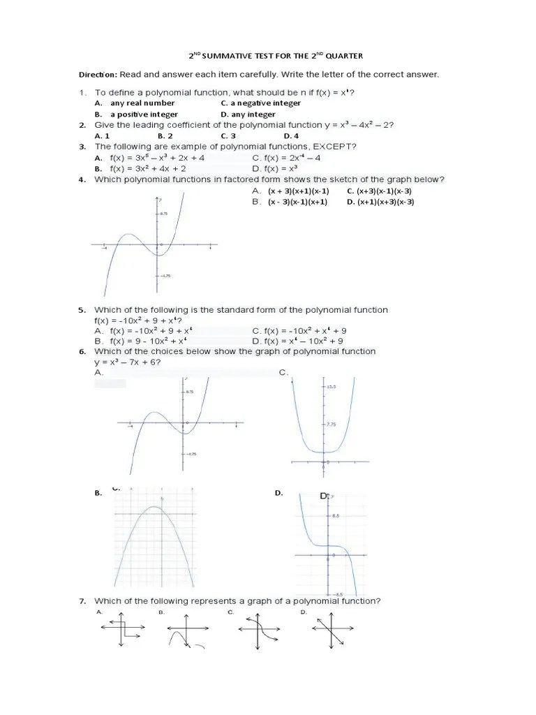 Summative Test 2.2 | Download Free PDF | Polynomial | Function ...