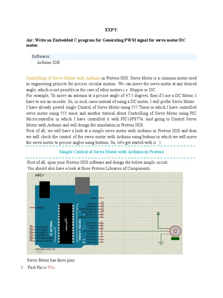 EXPT - Servo Motor | PDF | Arduino | Electric Motor