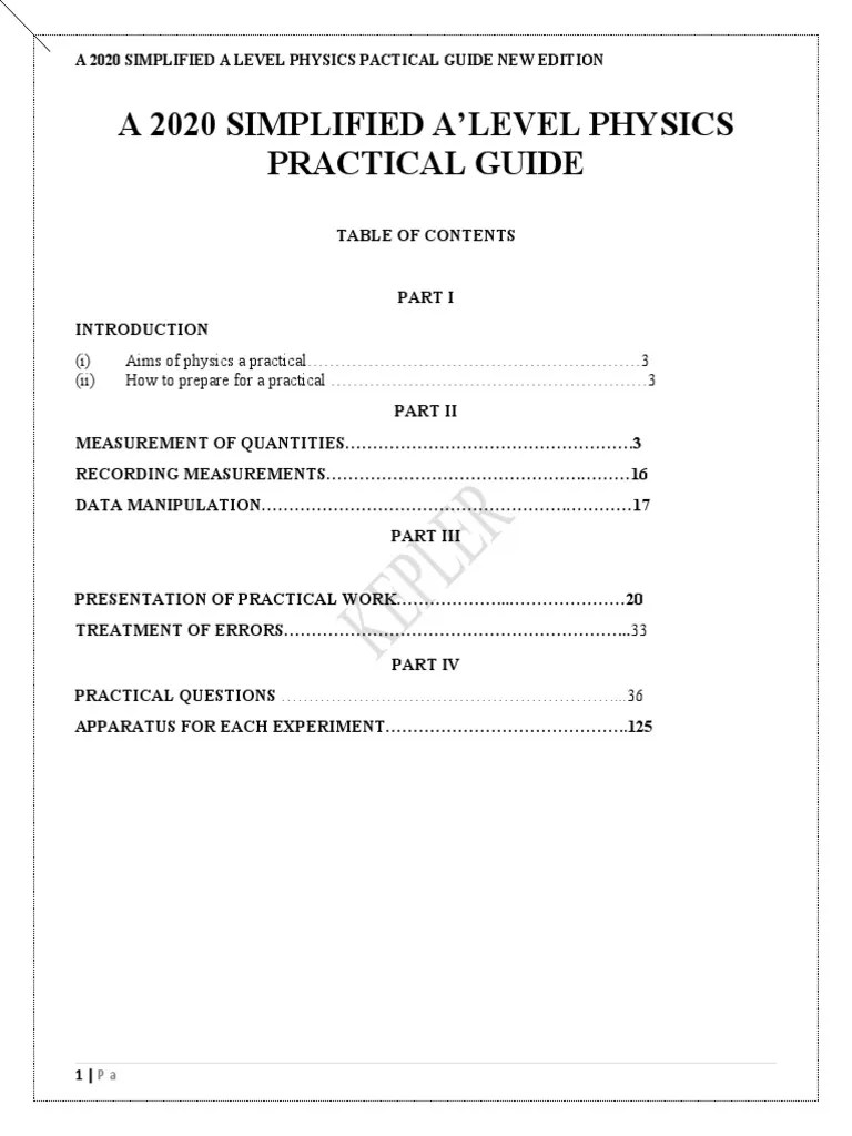 A Level Physics Parctical Work | PDF | Significant Figures | Weighing Scale