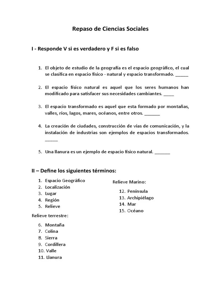 Repaso De Ciencias Sociales | PDF