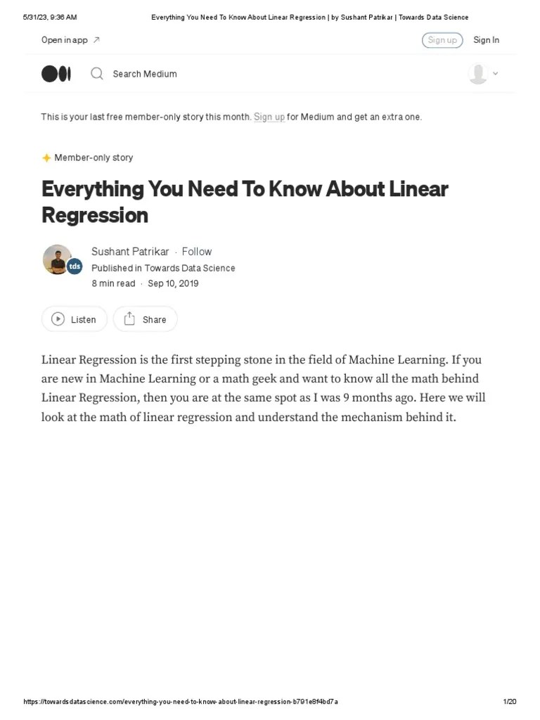 Everything You Need To Know About Linear Regression - By Sushant ...