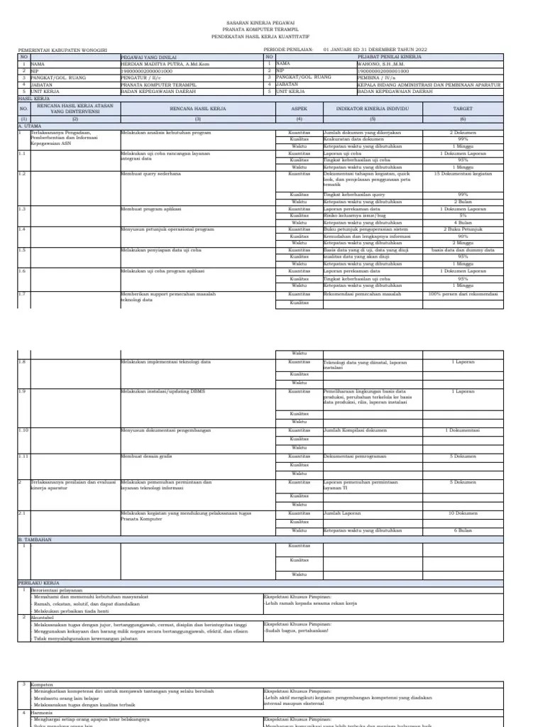 3.3 Form SKP JF Kuantitatif - Pranata Komputer Terampil | PDF