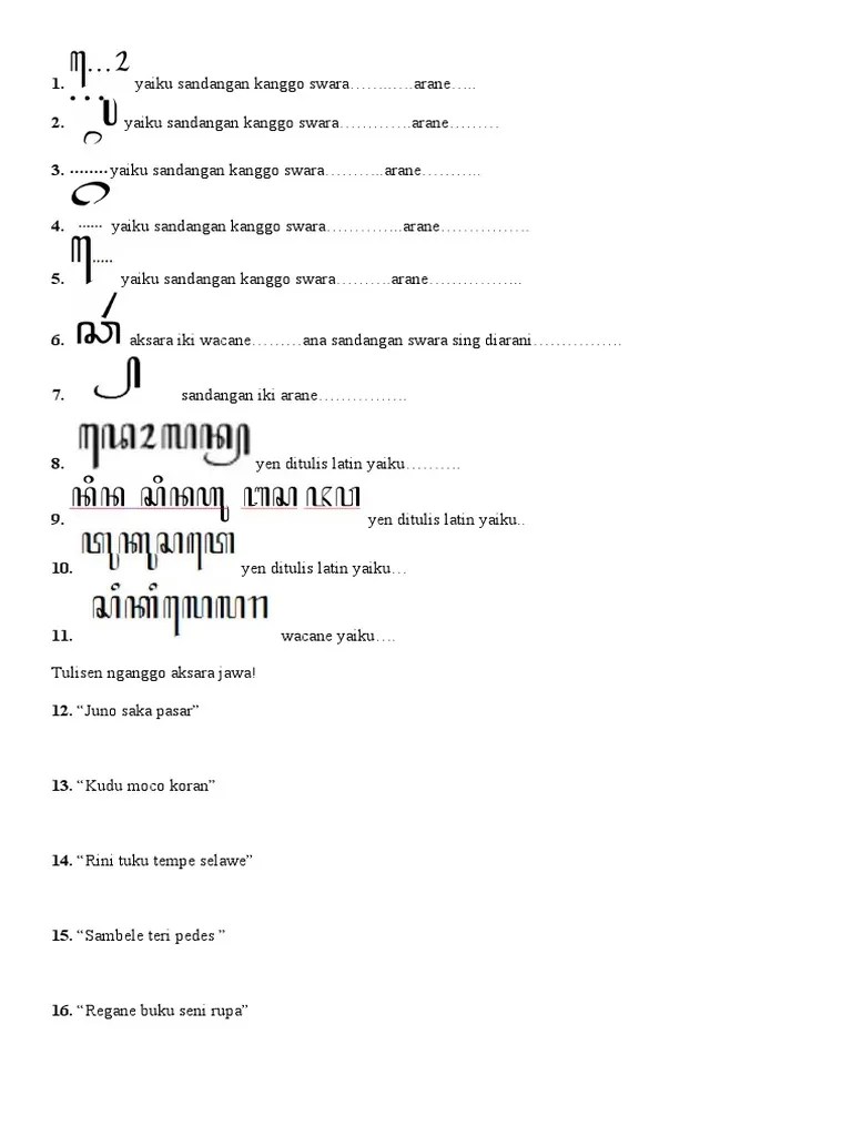 Soal Aksara Jawa Kelas 4 | PDF