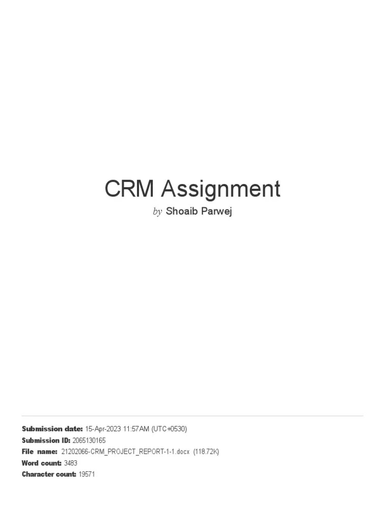 CRM Assignment | PDF | Customer Relationship Management | Sales