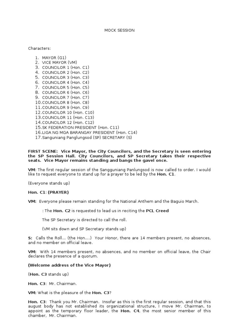 First Session Script | PDF | Committee | The Honourable